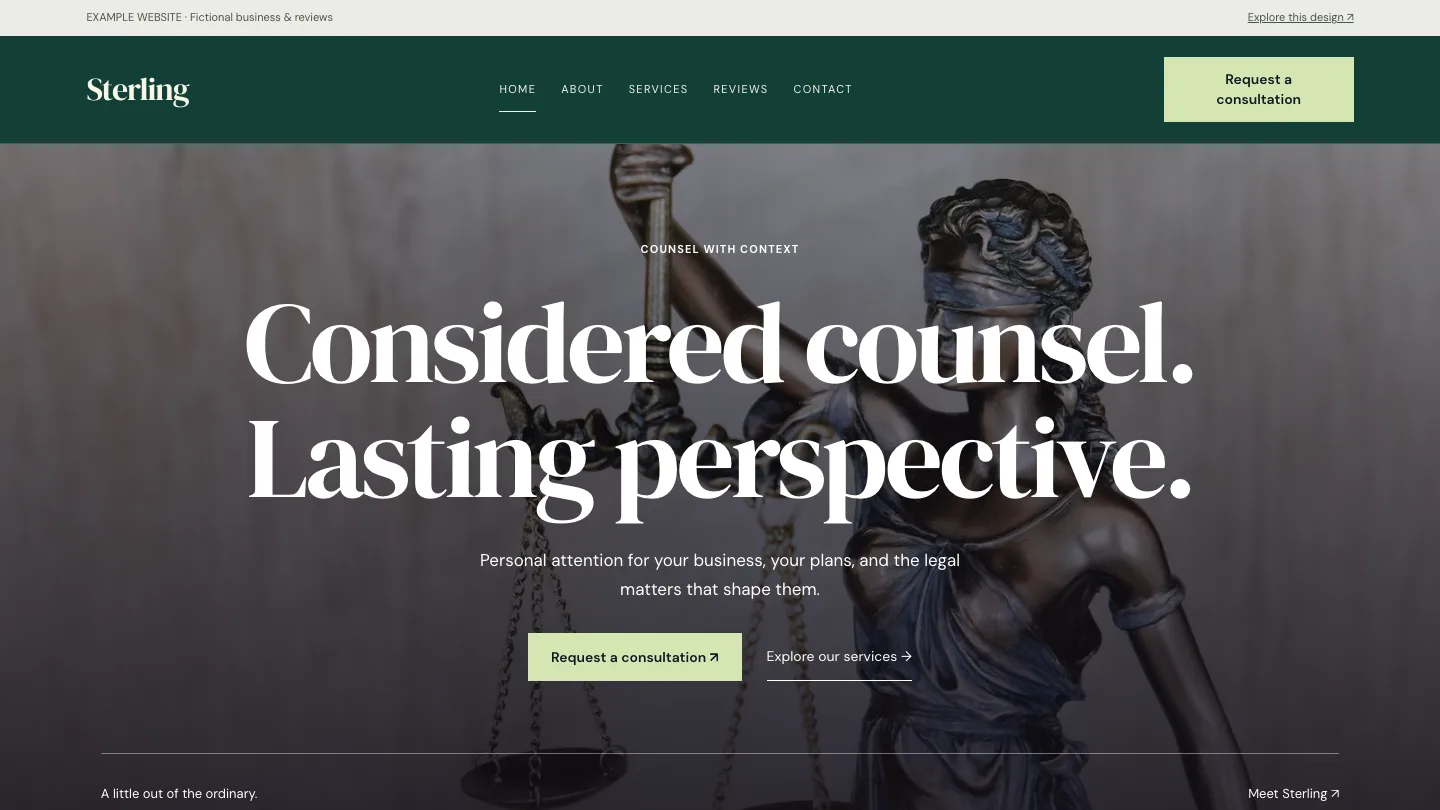 Sterling desktop website preview
