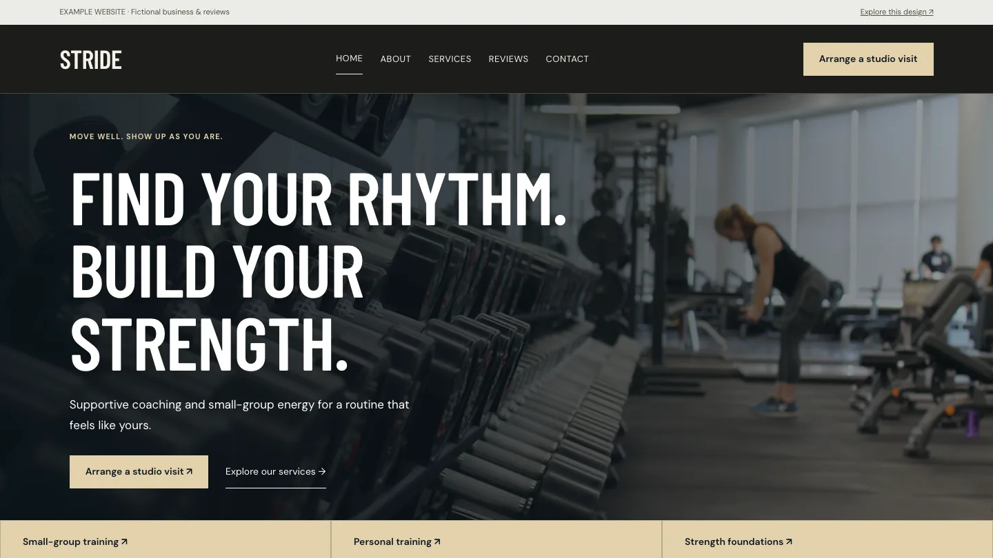 Stride desktop website preview
