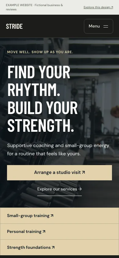 Stride mobile website preview