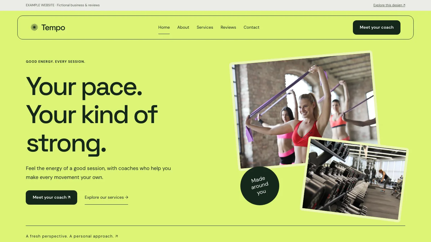 Tempo desktop website preview