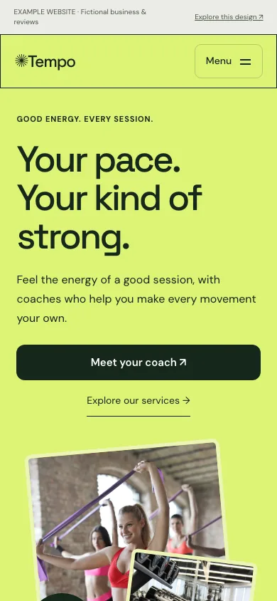 Tempo mobile website preview