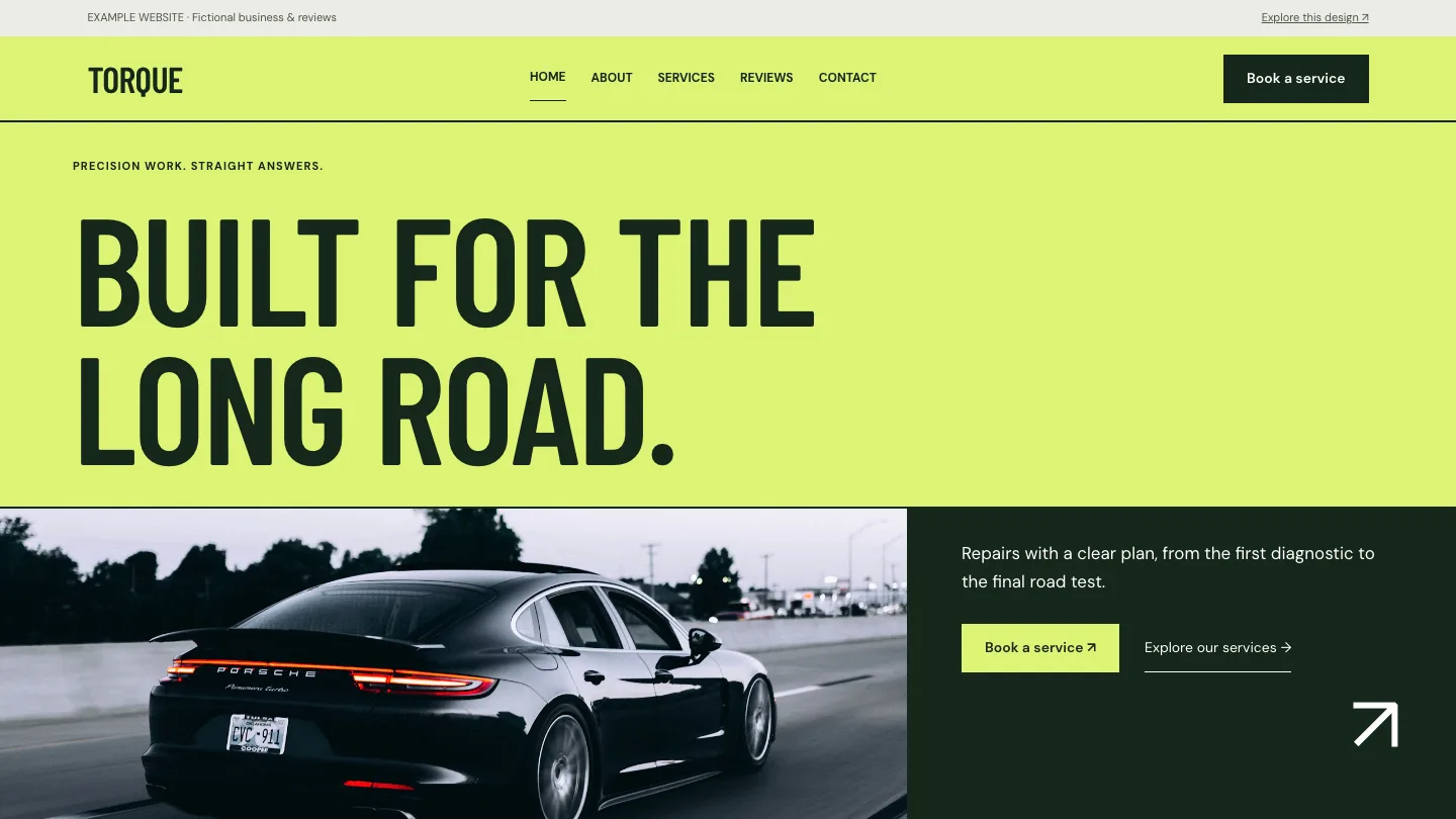 Torque desktop website preview