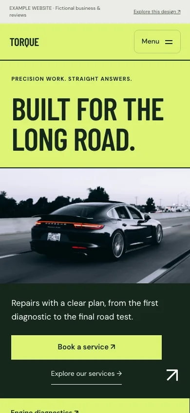 Torque mobile website preview