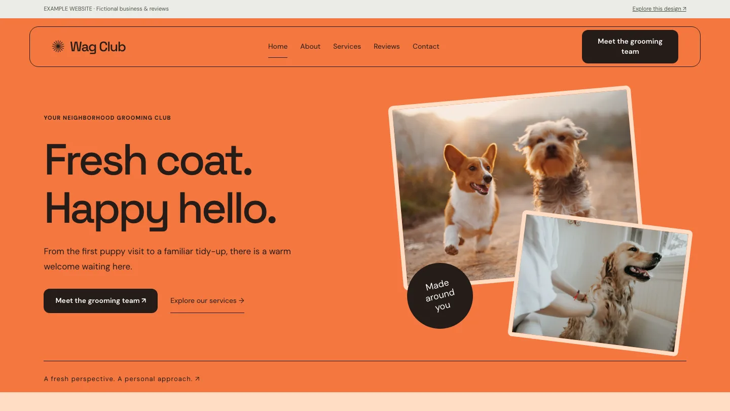 Wag Club desktop website preview