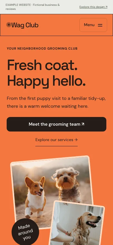 Wag Club mobile website preview